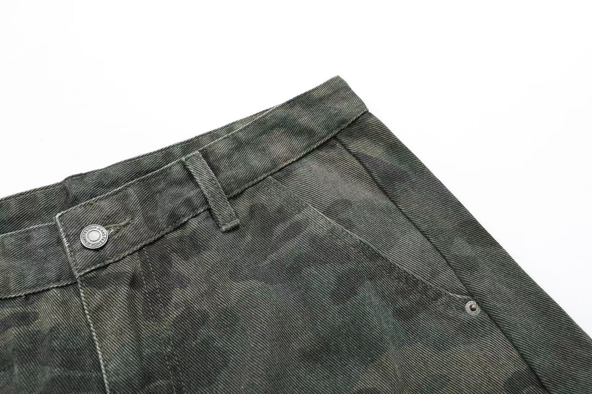 Camo Wide-Leg Cargo Pants