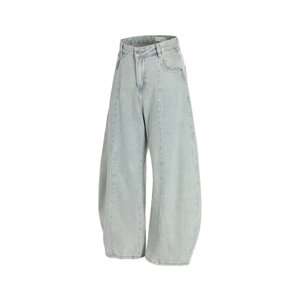 Ice Wash Panelled Barrel Jeans