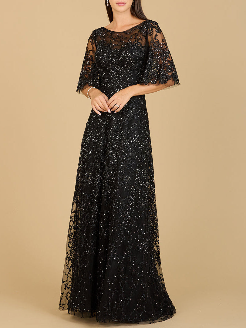 Lara 33277 - Cape Sleeve Mother's Gown - JUSTLUXURY