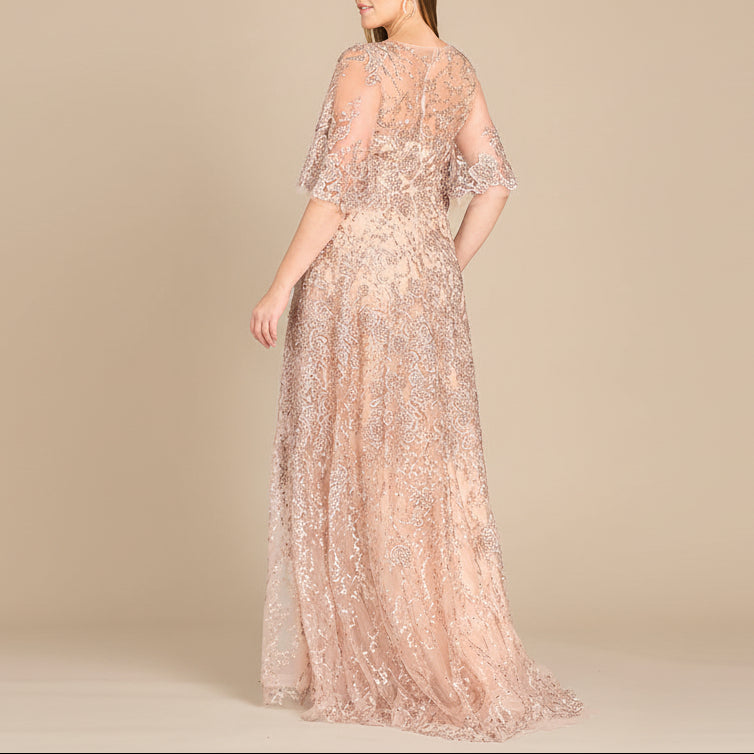 Lara 33277 - Cape Sleeve Mother's Gown - JUSTLUXURY
