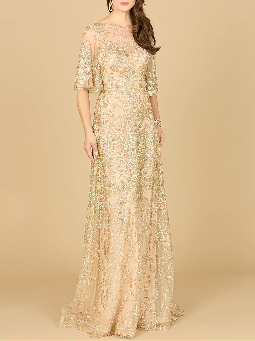 Lara 33277 - Cape Sleeve Mother's Gown - JUSTLUXURY