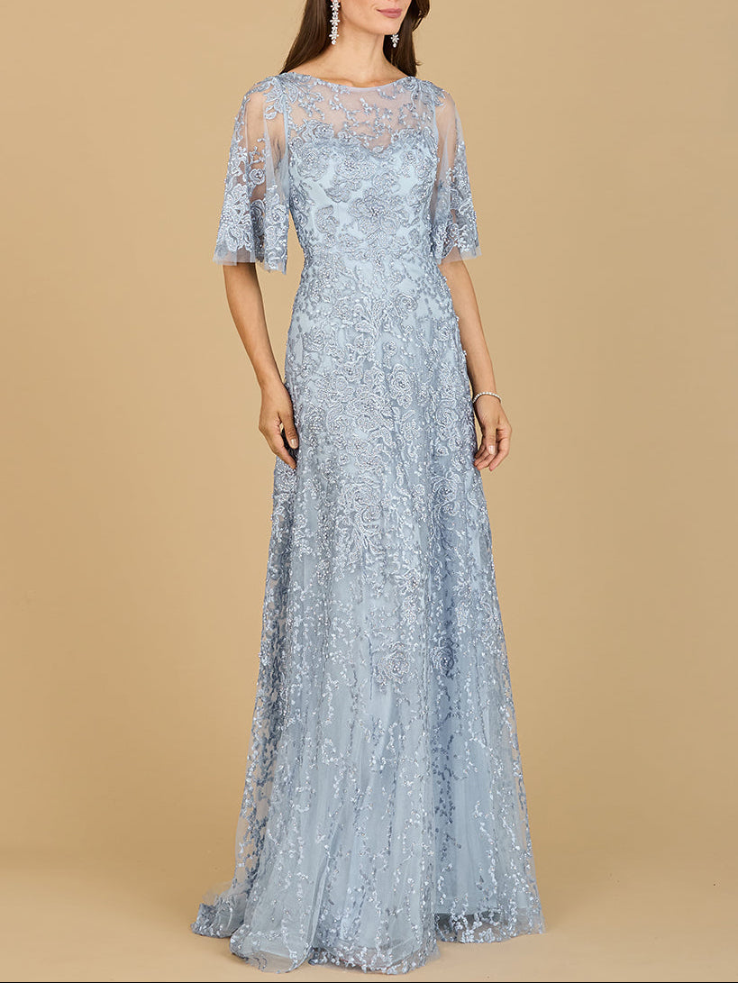 Lara 33277 - Cape Sleeve Mother's Gown - JUSTLUXURY
