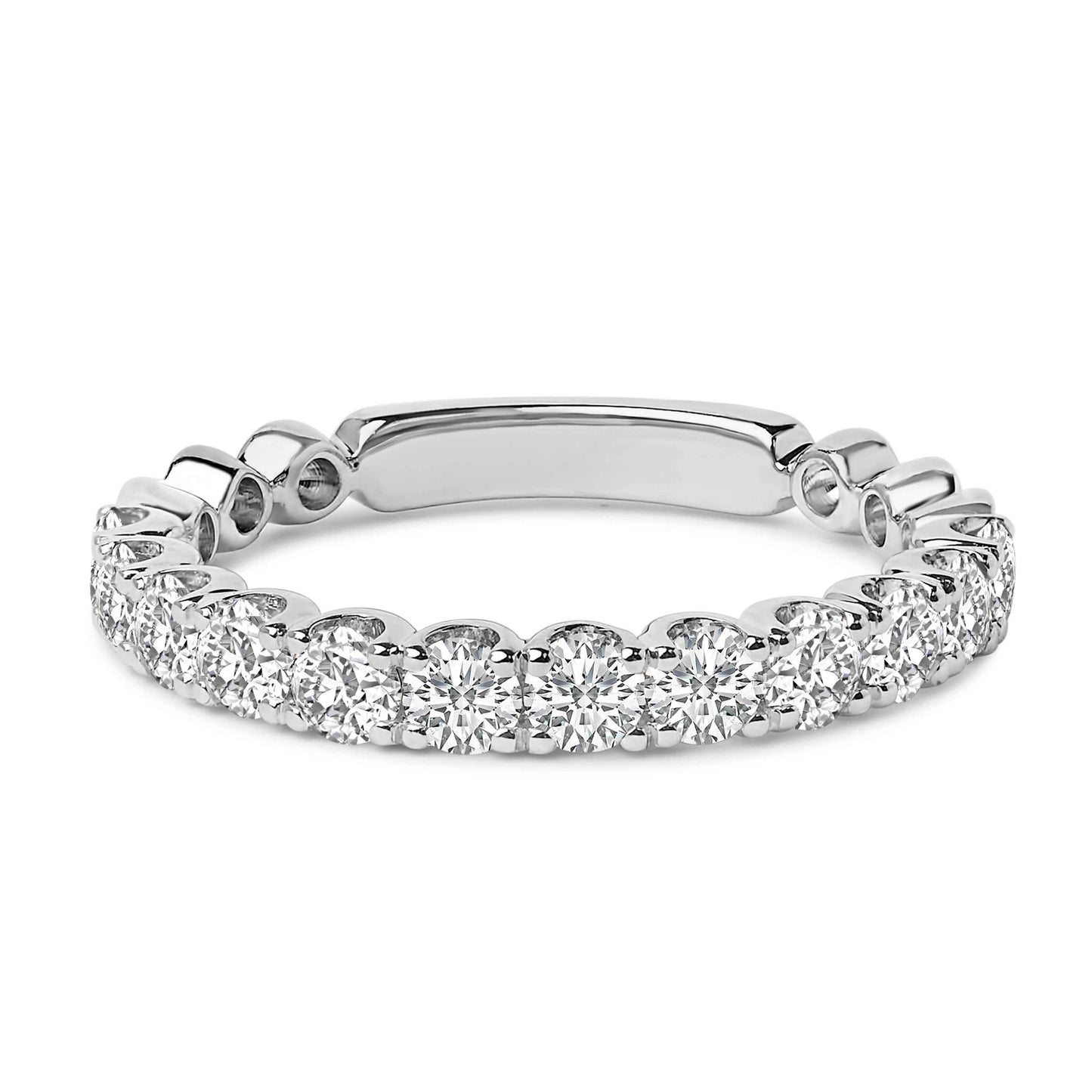 14K White Gold 1.00 Cttw Round Diamond Prong Set Wedding Band