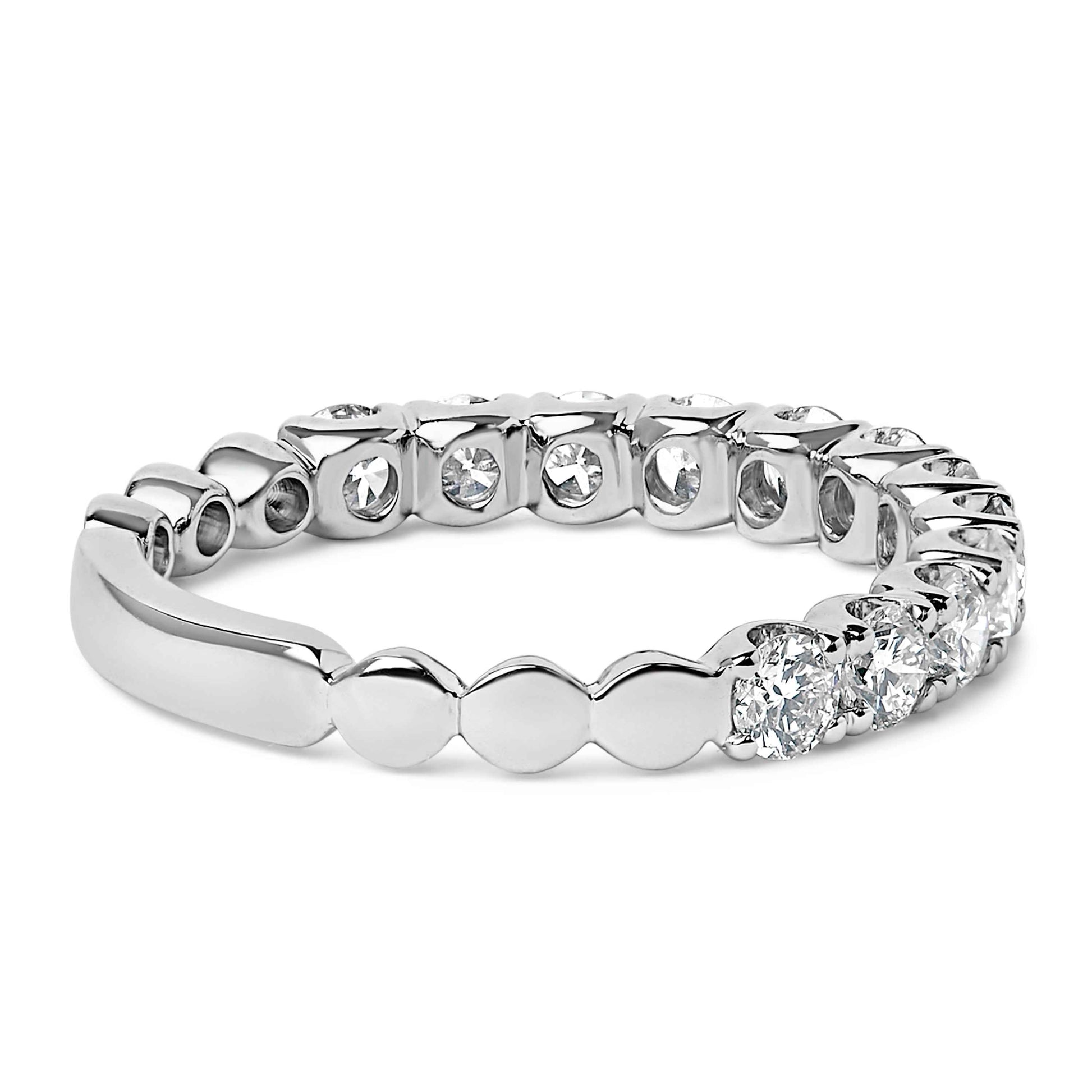 14K White Gold 1.00 Cttw Round Diamond Prong Set Wedding Band