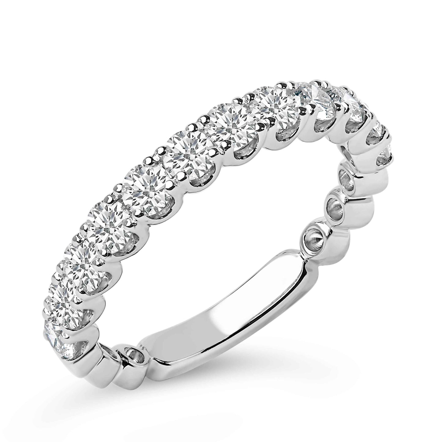 14K White Gold 1.00 Cttw Round Diamond Prong Set Wedding Band