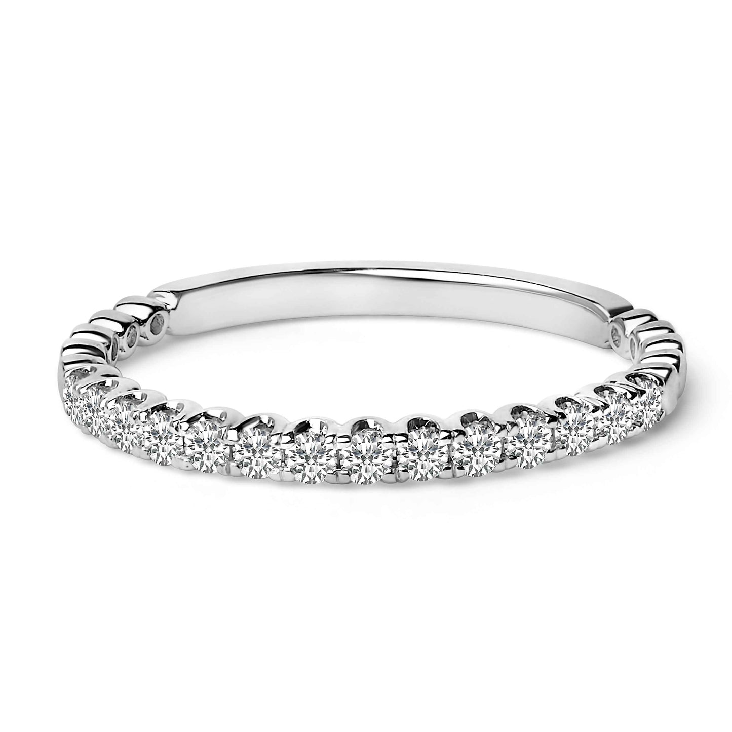 14K White Gold 1/4 Cttw Round Diamond Prong Set Wedding Band