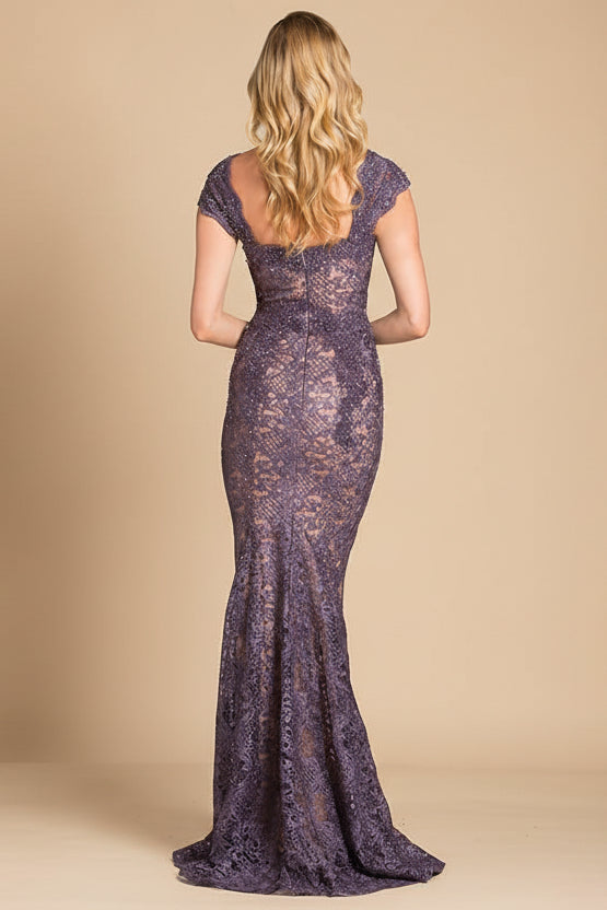 Lara 33491 - Fitted Lace Mermaid Gown OUTLET - JUSTLUXURY