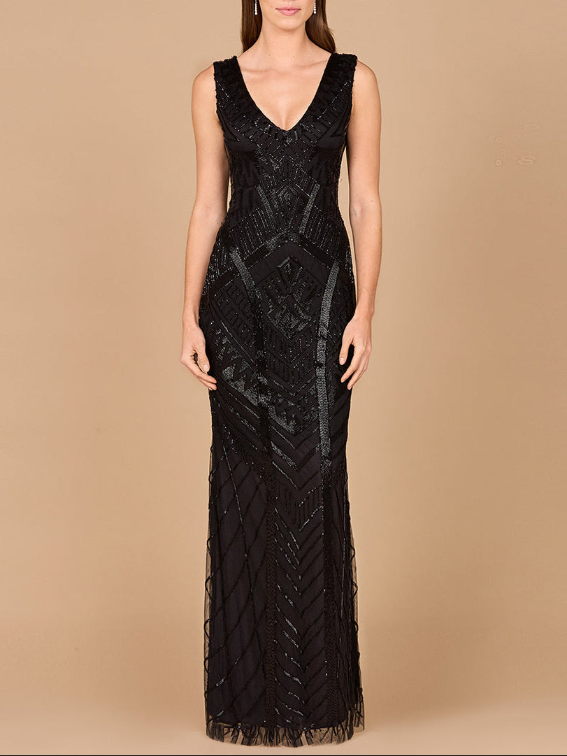 Lara 33552 - Fitted Dress With Tonal Beading - JUSTLUXURY