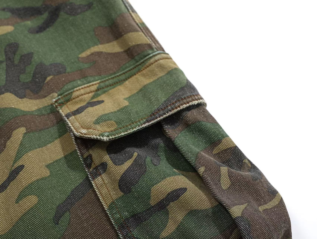 Distressed Camo Cargo Pants