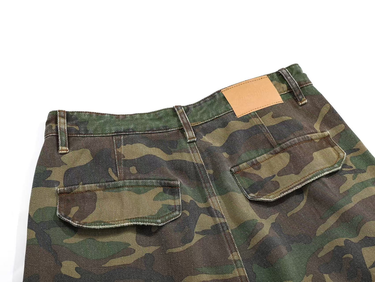 Distressed Camo Cargo Pants