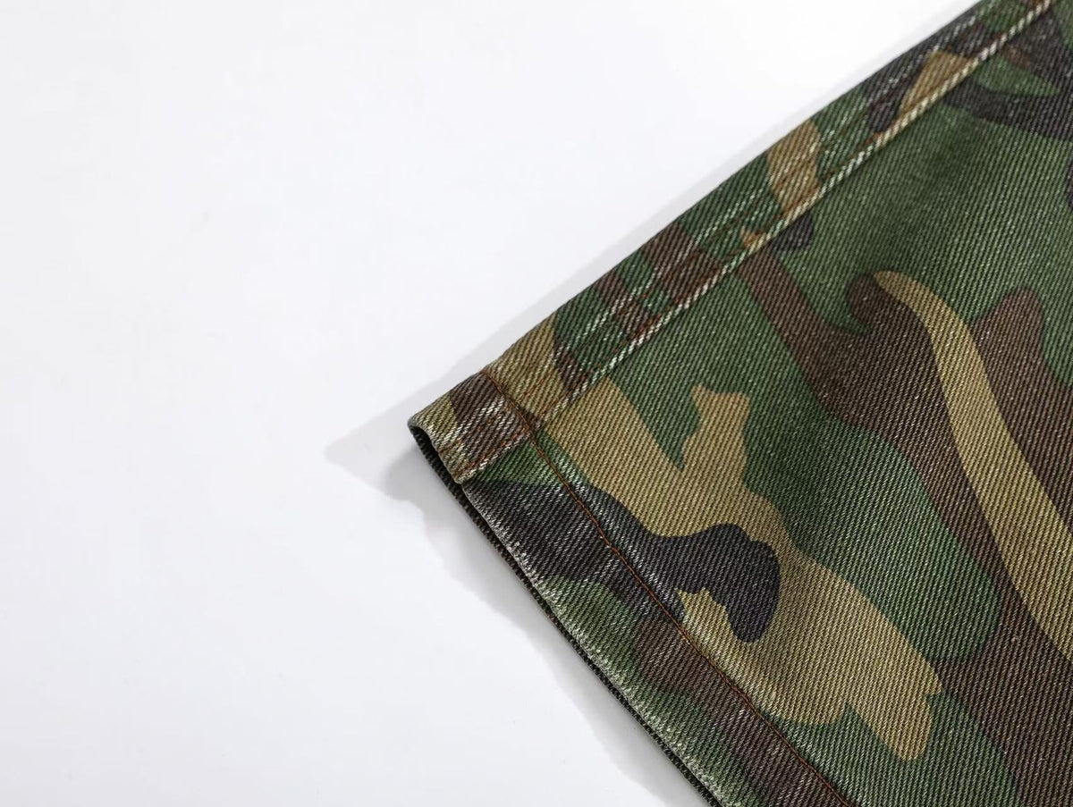 Distressed Camo Cargo Pants