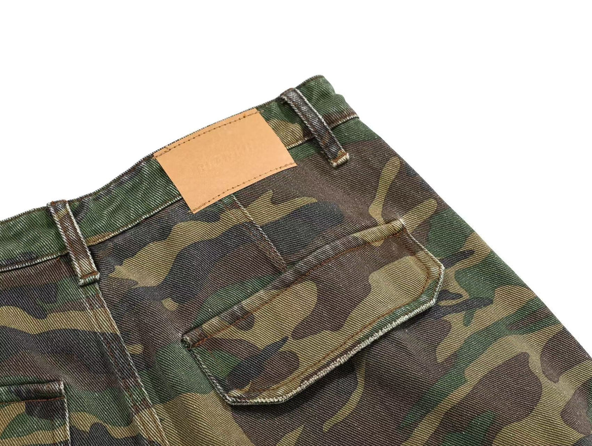 Distressed Camo Cargo Pants