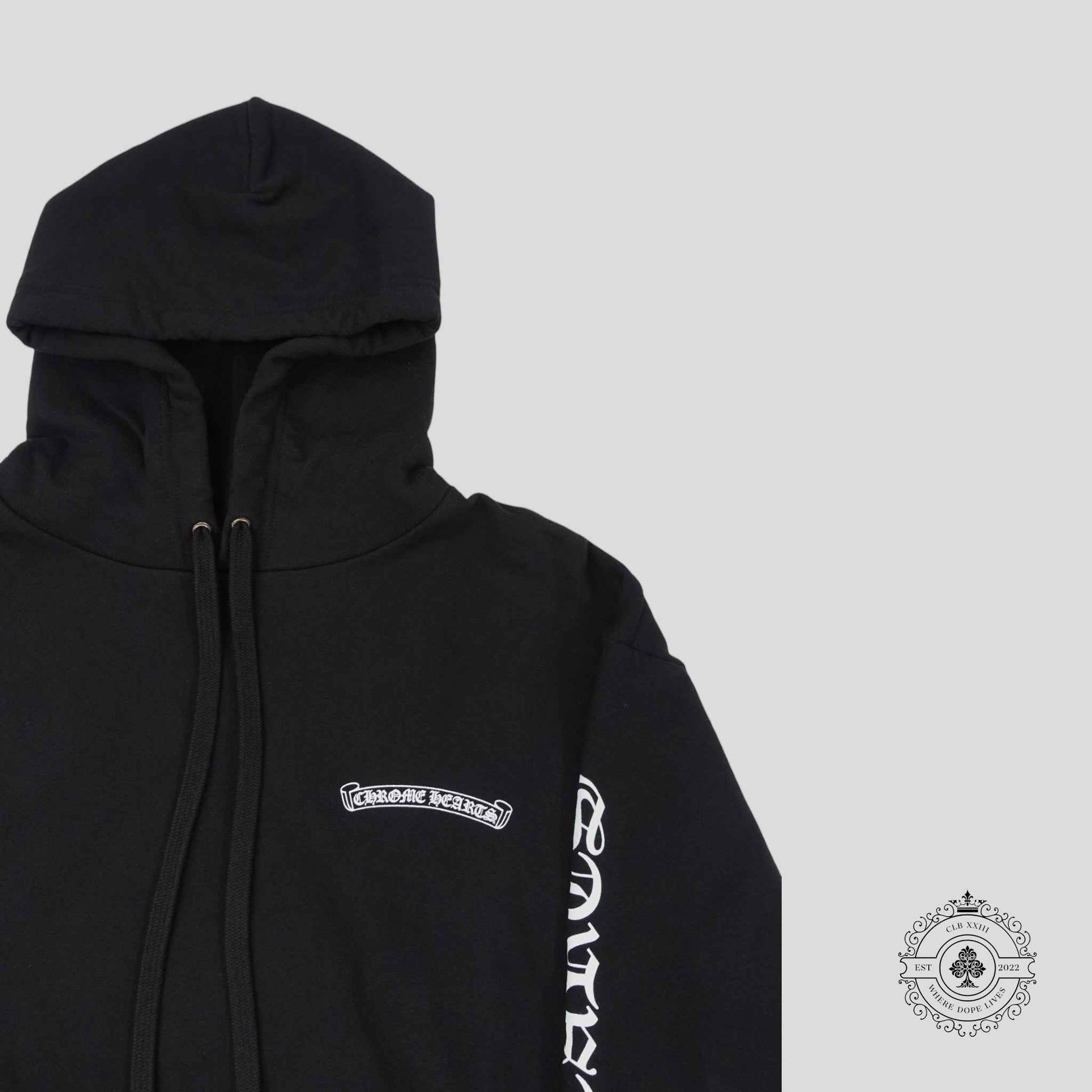 Chrome Hearts Scroll Logo Hoodie in Black