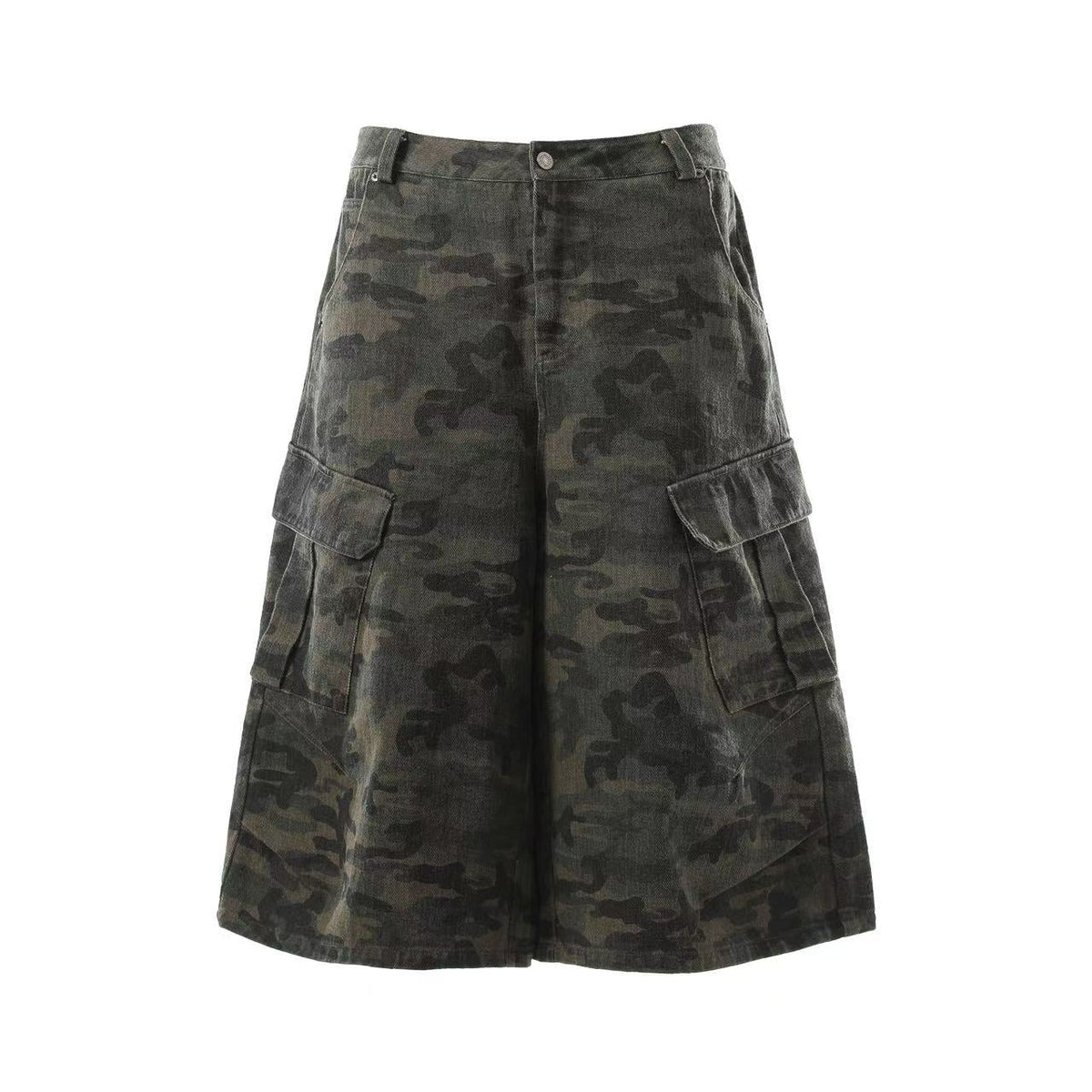 Camo Wide-Leg Knee-Length Jorts