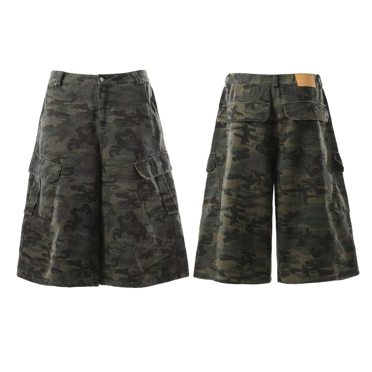Camo Wide-Leg Knee-Length Jorts