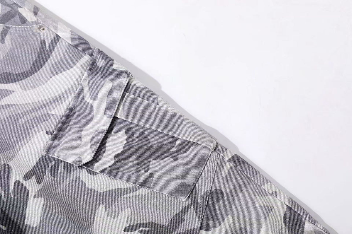 Snow Camo Wide-Leg Cargo Pants
