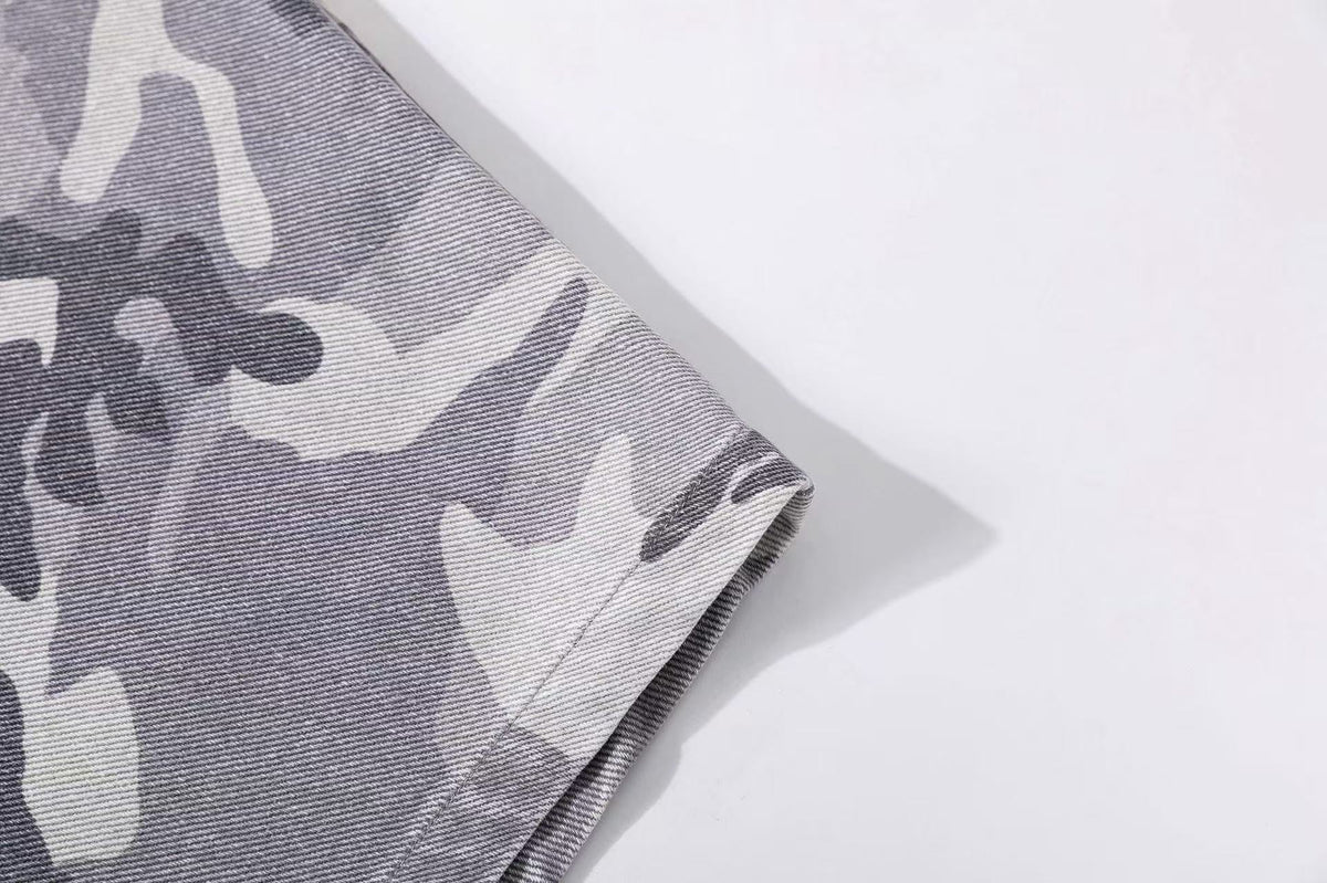 Snow Camo Wide-Leg Cargo Pants
