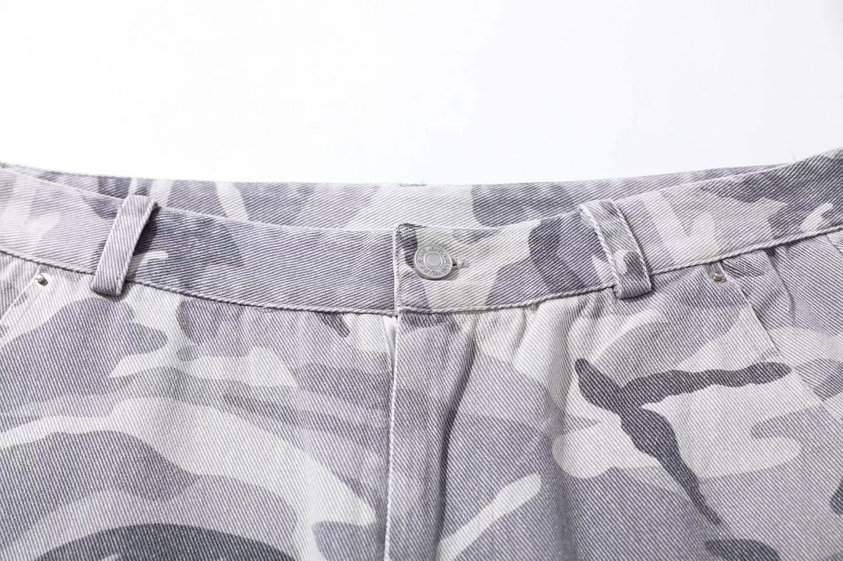 Snow Camo Wide-Leg Cargo Pants