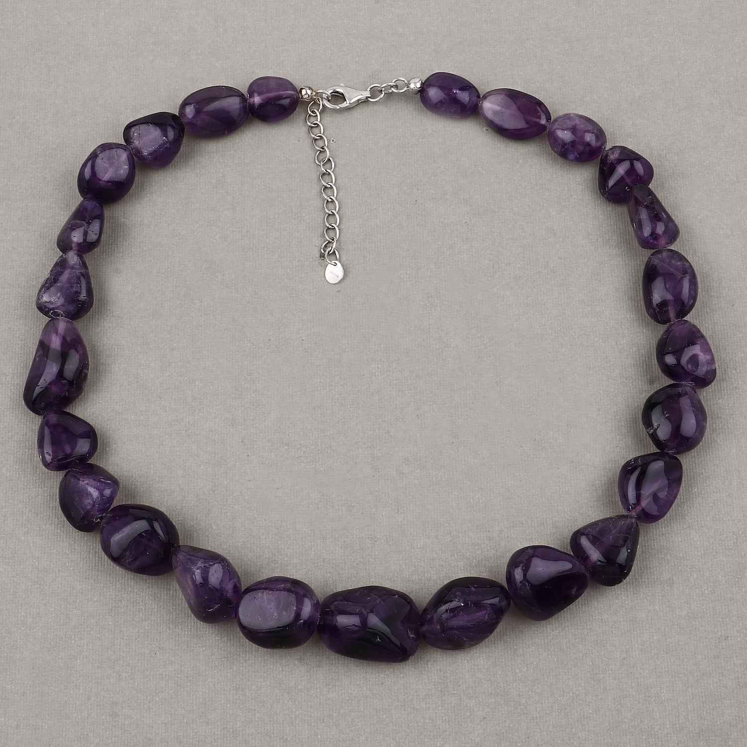Amethyst Beaded Necklace, Genuine Raw Amethyst Beads Necklace for Women in Sterling Silver, February Birthstone Necklace, Gift for Mom