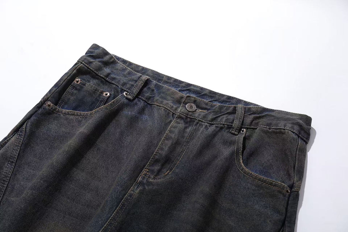Distressed Wide-Leg Jeans
