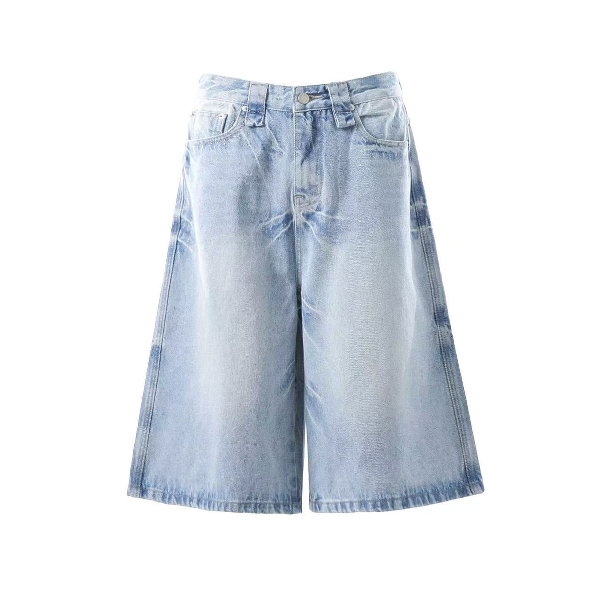 Washed Denim Knee-Length Jorts