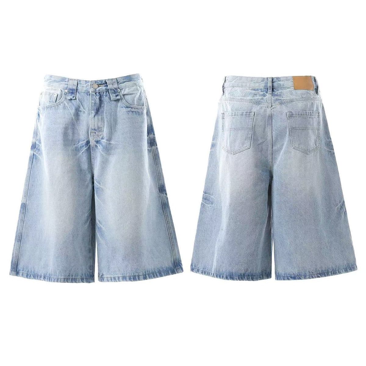 Washed Denim Knee-Length Jorts