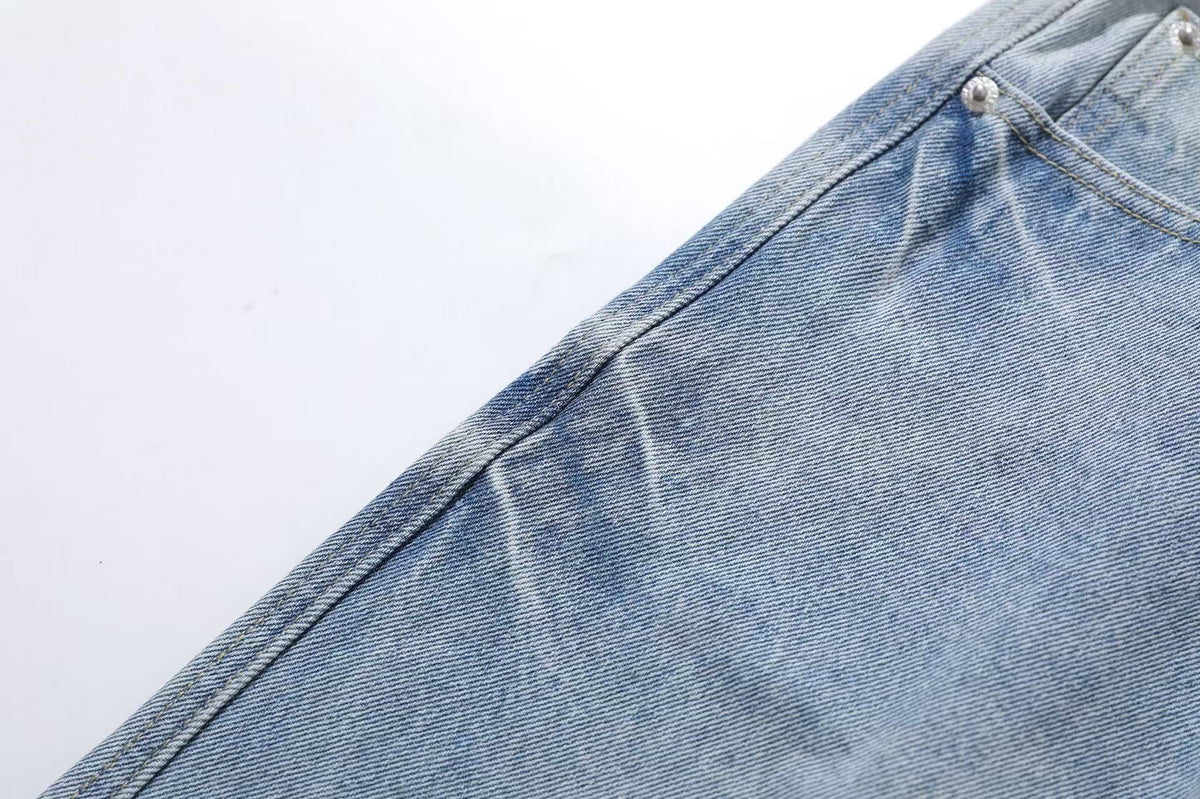 Washed Denim Knee-Length Jorts