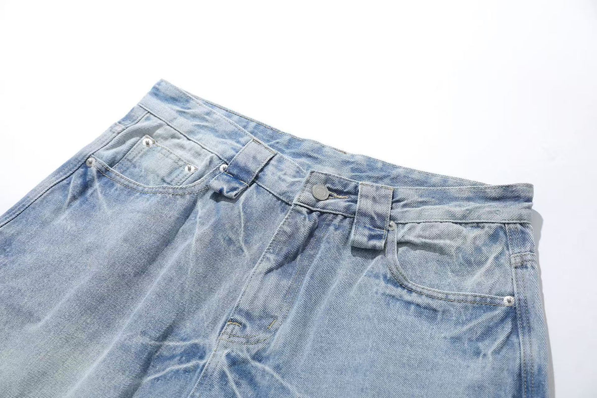 Washed Denim Knee-Length Jorts