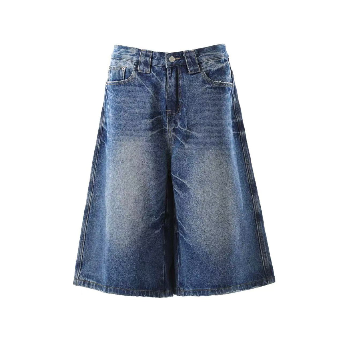 Washed Denim Knee-Length Jorts