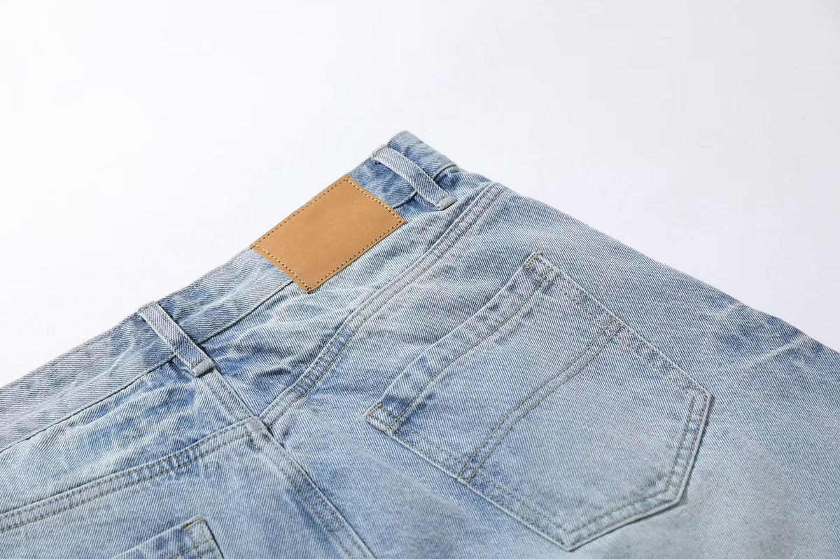 Washed Denim Knee-Length Jorts