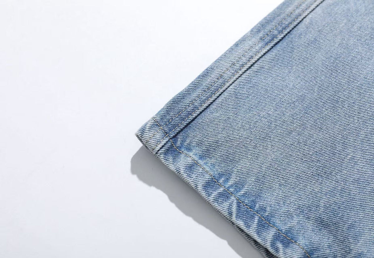 Washed Denim Knee-Length Jorts