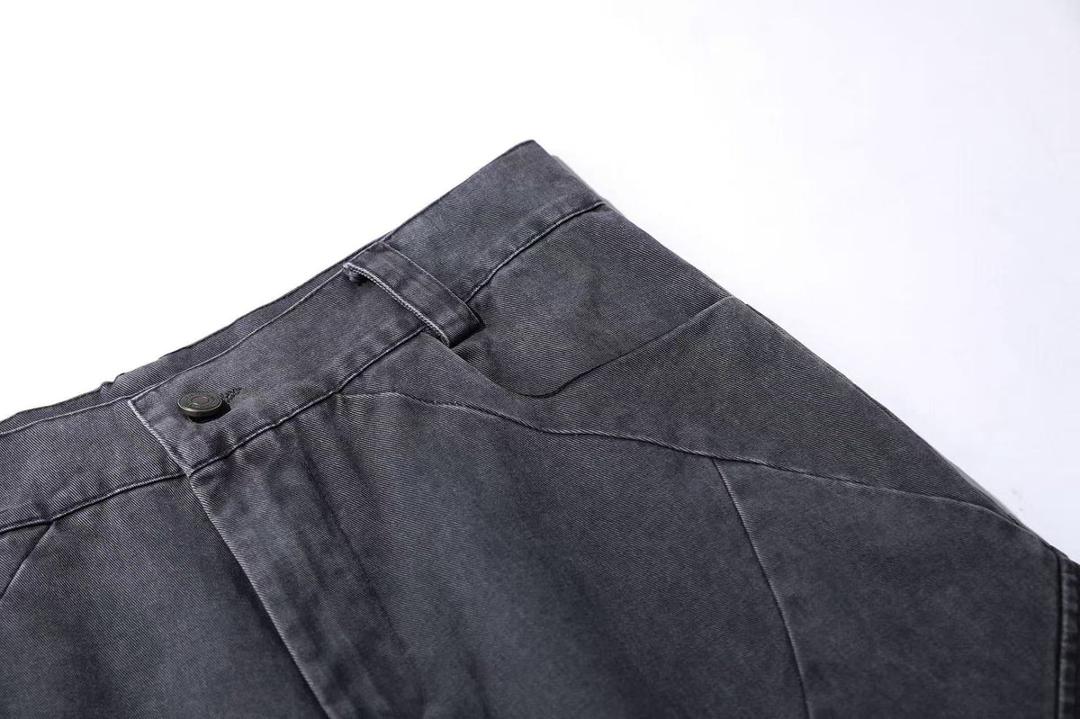 Lightweight Distressed Wide-Leg Cargo Pants