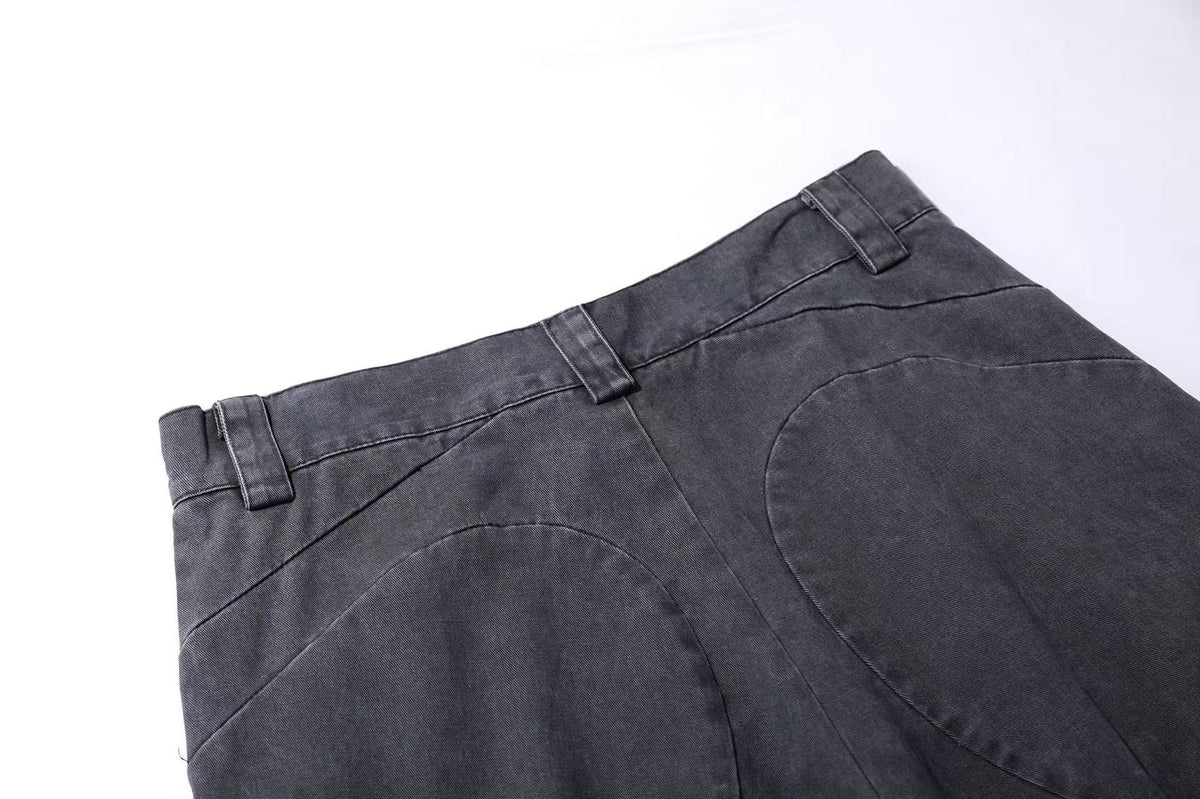Lightweight Distressed Wide-Leg Cargo Pants