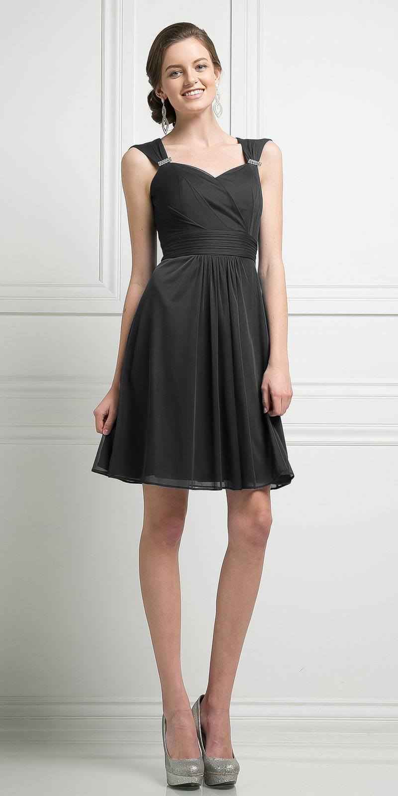 CLEARANCE - Cinderella Divine 3832 Chiffon Sweetheart Neckline Short Dress (Size S)