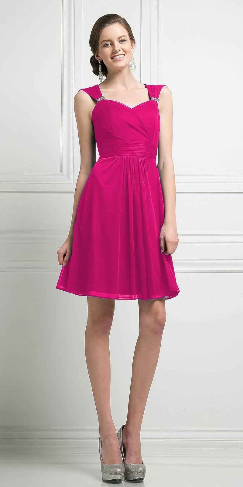 CLEARANCE - Cinderella Divine 3832 Chiffon Sweetheart Neckline Short Dress (Size S)