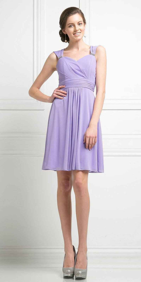 CLEARANCE - Cinderella Divine 3832 Chiffon Sweetheart Neckline Short Dress (Size S)