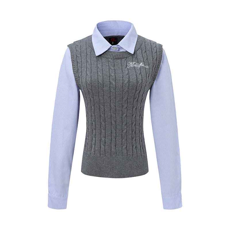 Layer Knit | Preppy Shirt Vest Combo