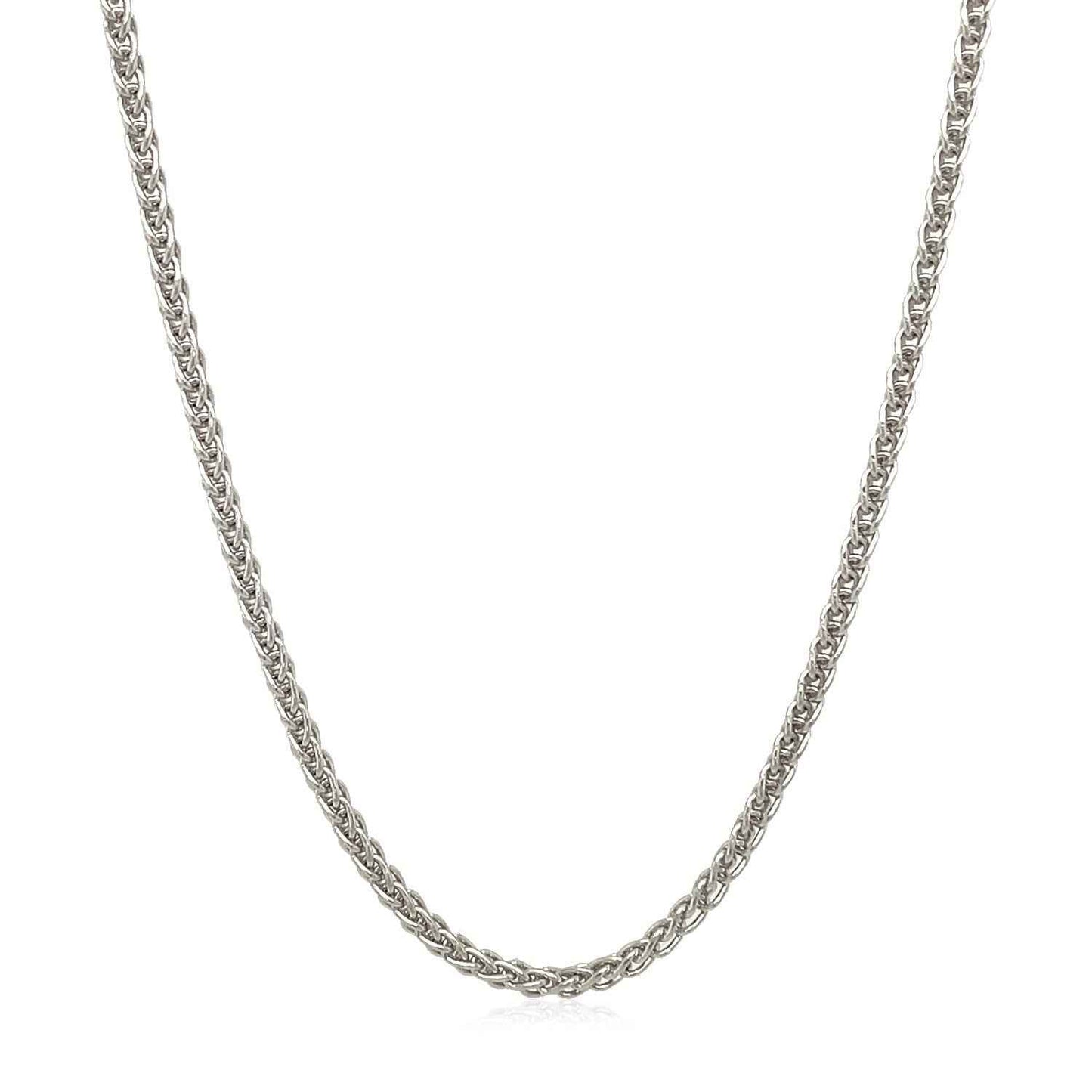 2.1mm 14k White Gold Round Wheat Chain