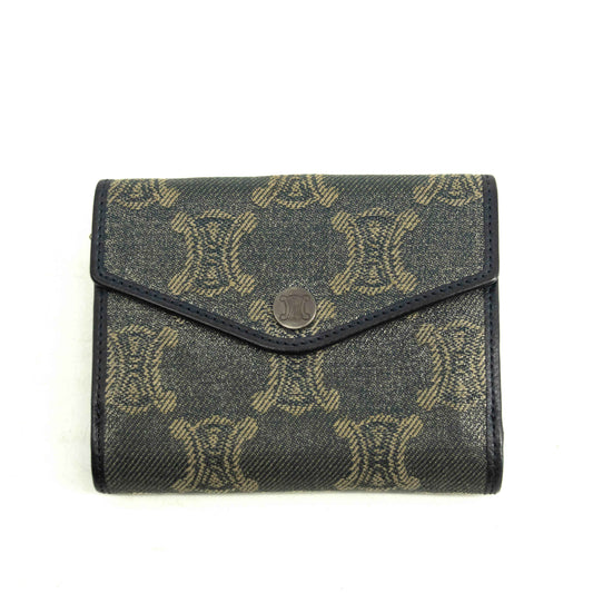 Celine Triomphe Canvas Blue and Grey Fine Strap Wallet #3962