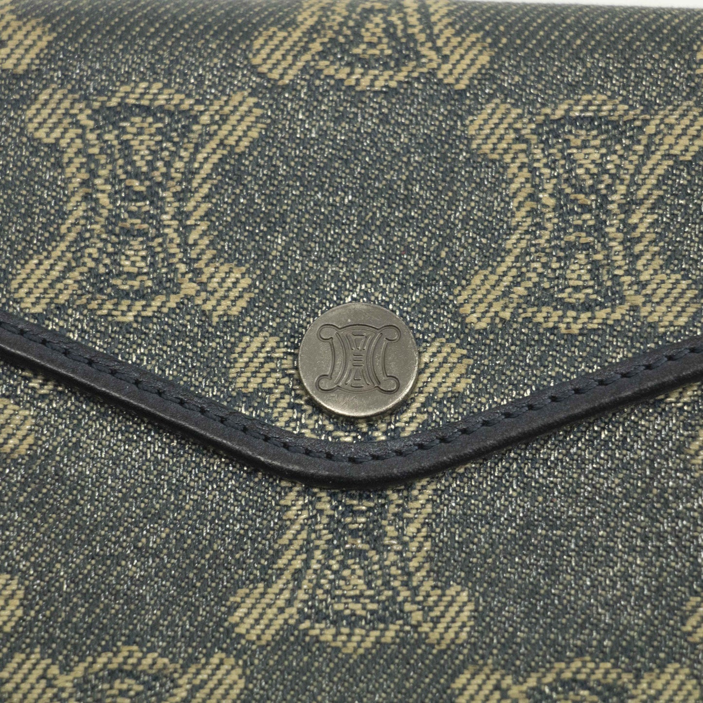 Celine Triomphe Canvas Blue and Grey Fine Strap Wallet #3962
