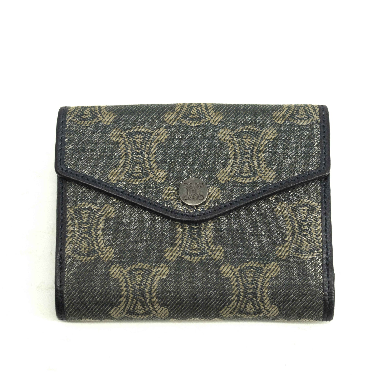 Celine Triomphe Canvas Blue and Grey Fine Strap Wallet #3962