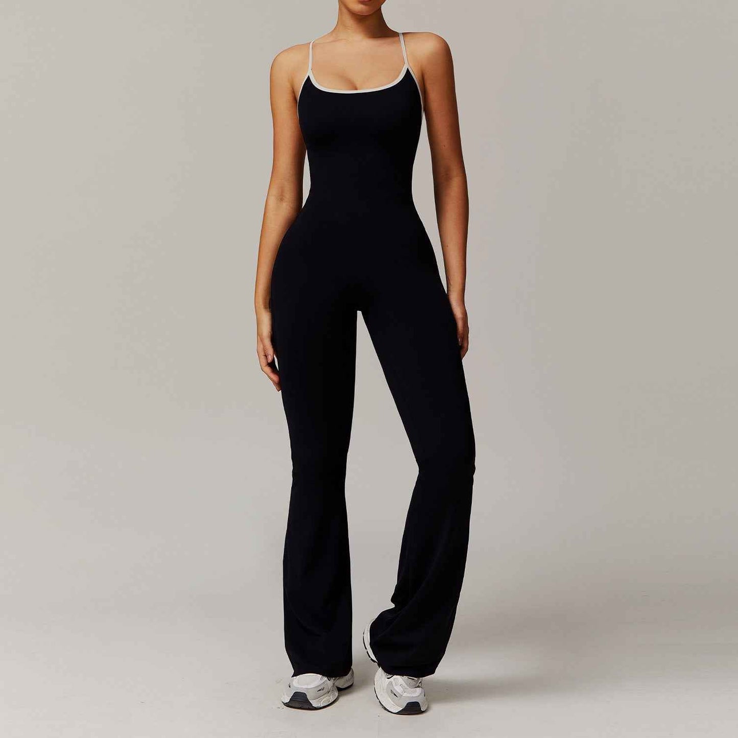 Cross back trumpet jumpsuit