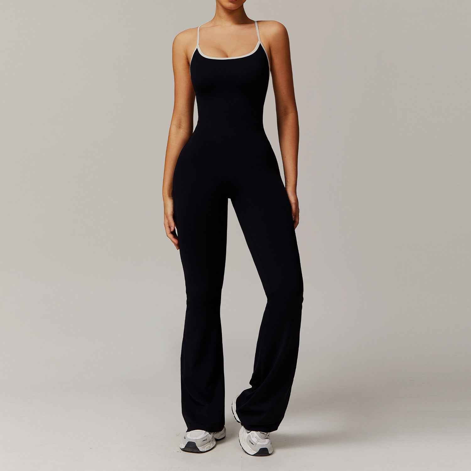Cross back trumpet jumpsuit