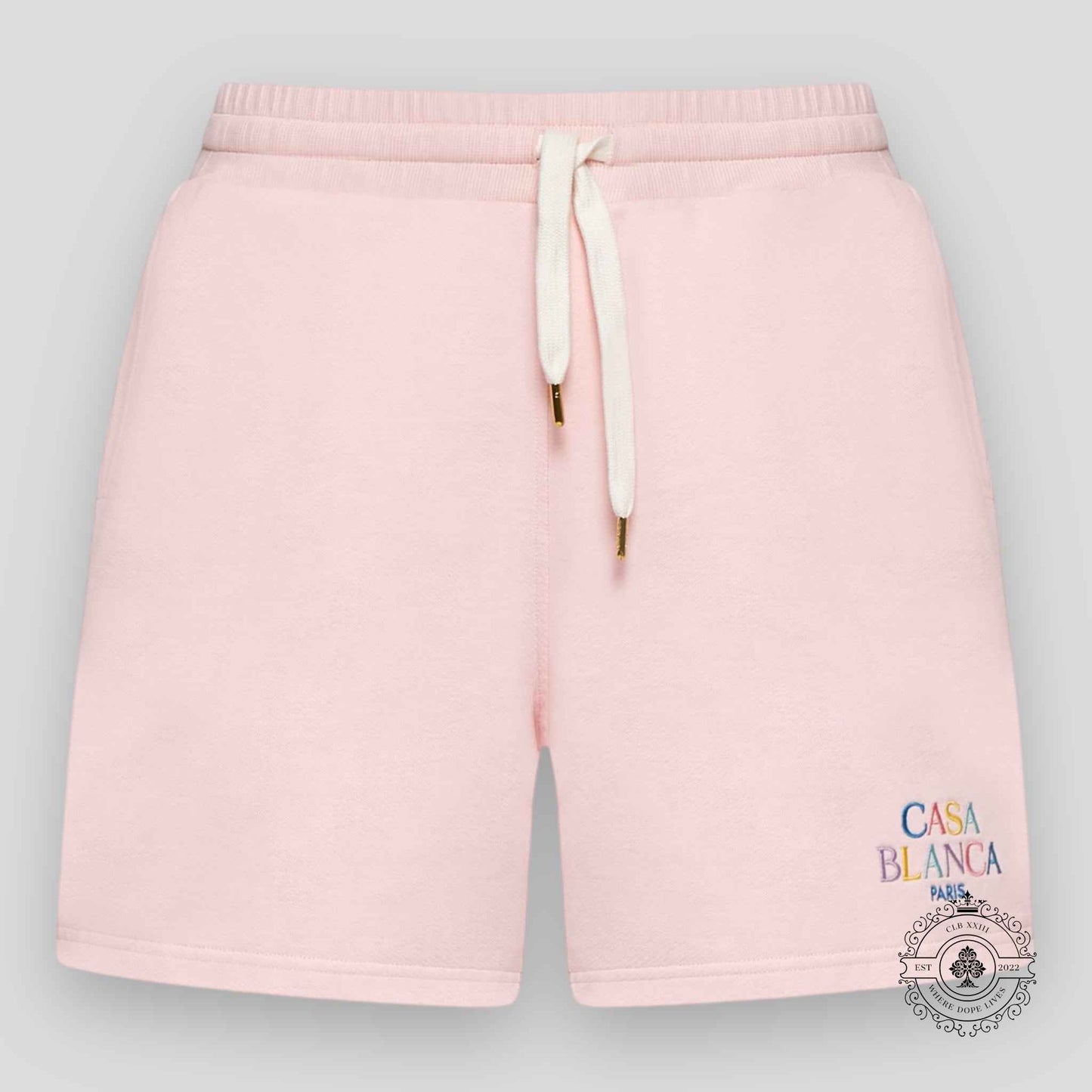 CasaBlanca Stacked Logo Embroidered Sweatshorts in Pink