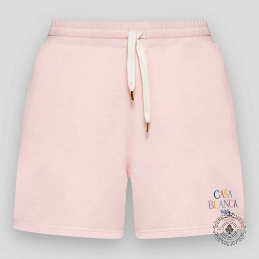 CasaBlanca Stacked Logo Embroidered Sweatshorts in Pink