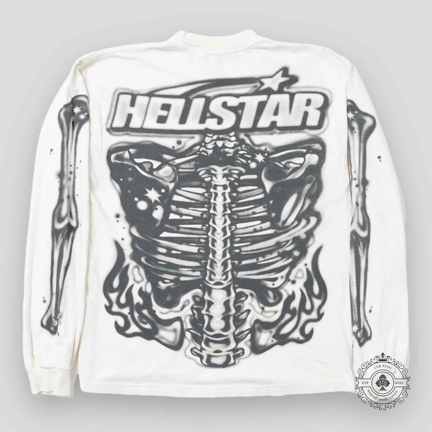 Hellstar Airbrushed Bones Longsleeve in White