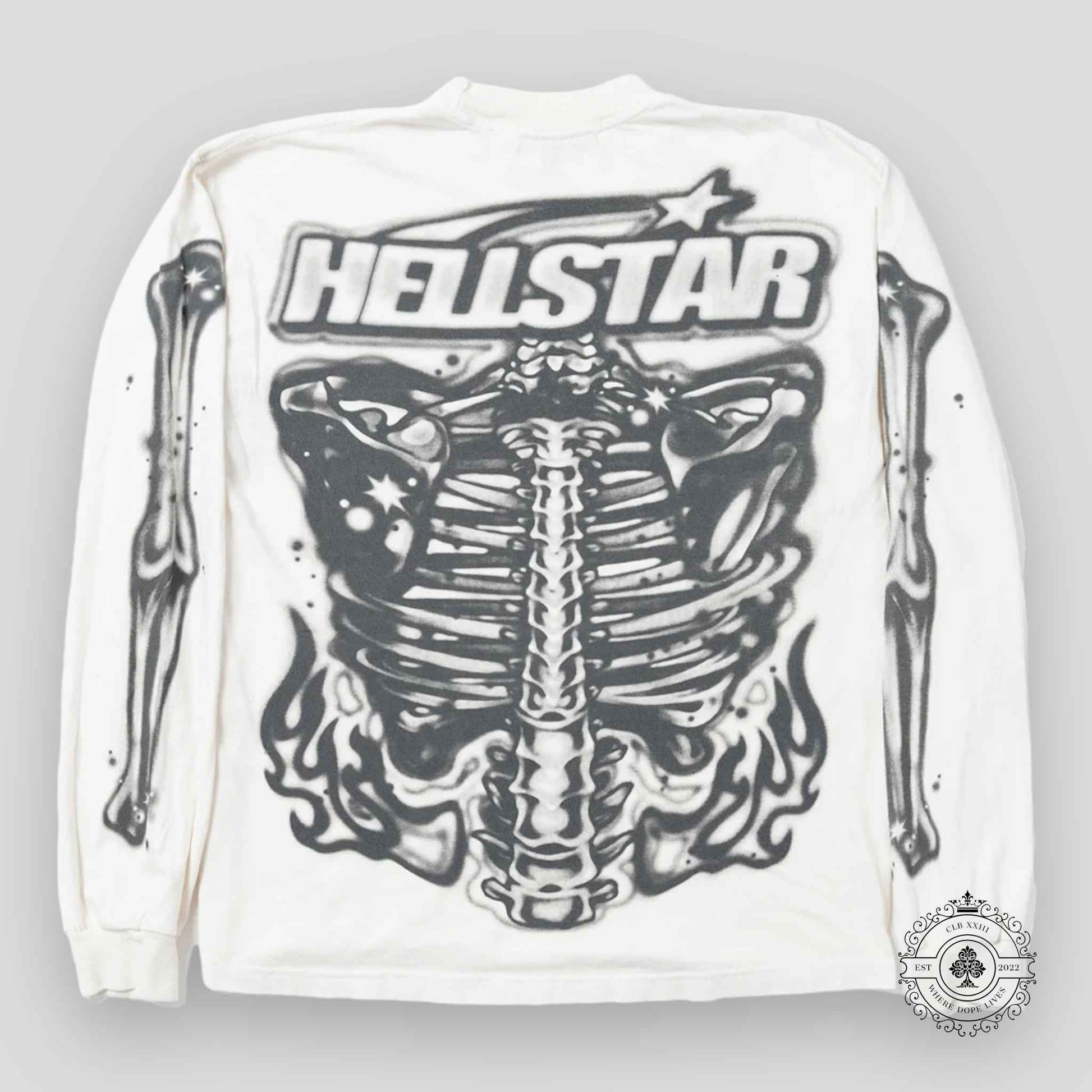 Hellstar Airbrushed Bones Longsleeve in White