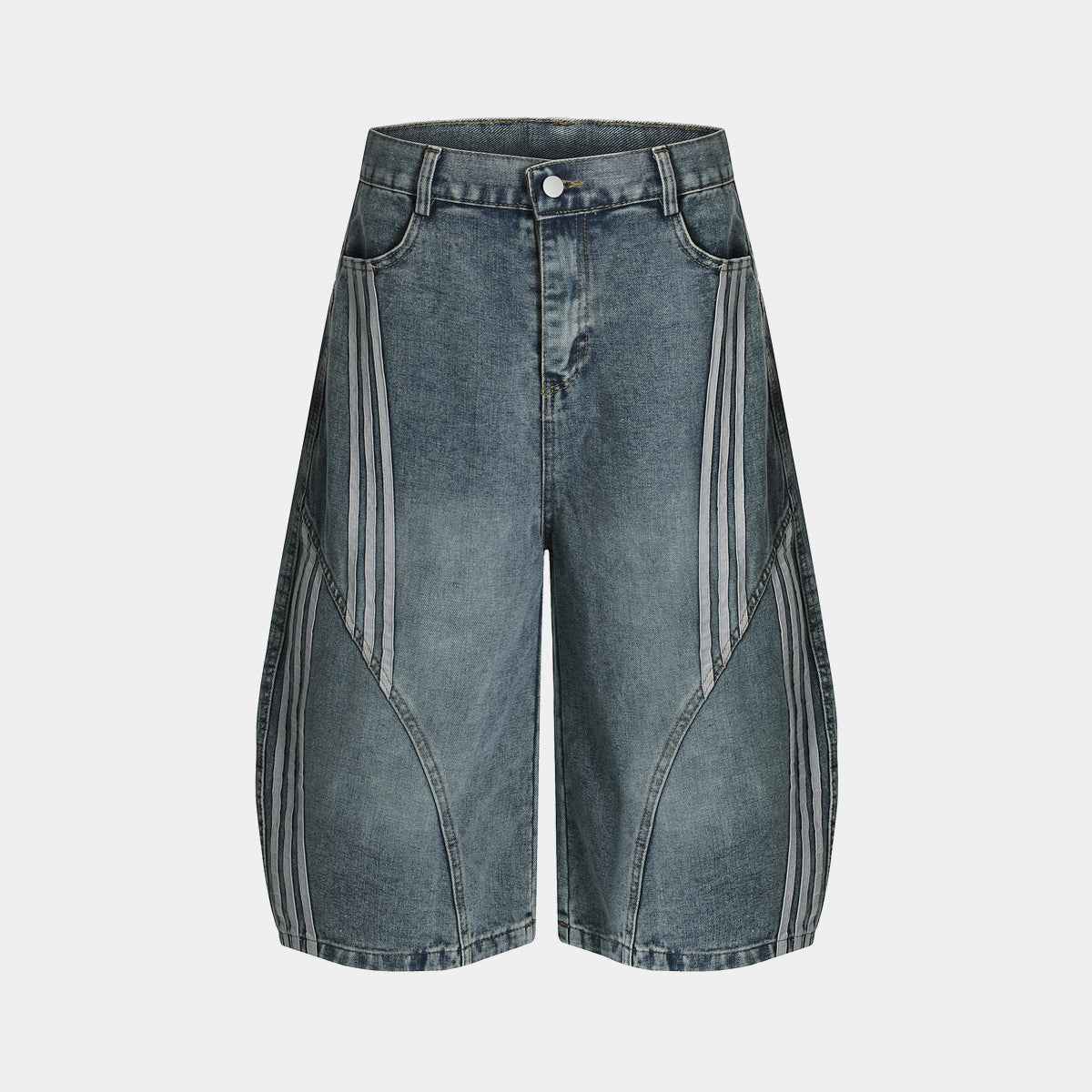 Vintage Stripe | Washed Denim Shorts