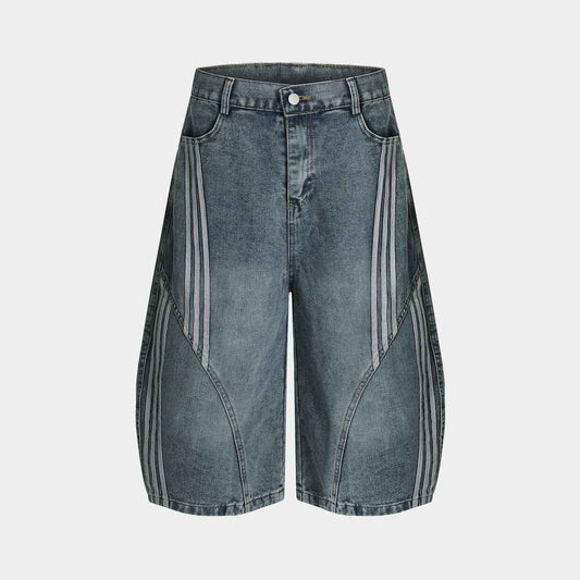 Vintage Stripe | Washed Denim Shorts