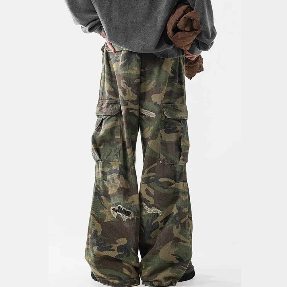 Ripped Camouflage Flared | Cargo Pants